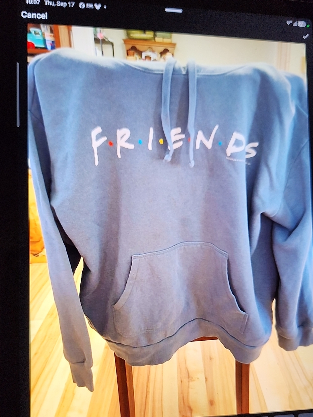 FRIENDS Blue Crewneck Hoodie with Multicolor Dot Accents